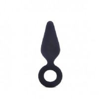 Anal Plug with Ring Silicone  Black Small